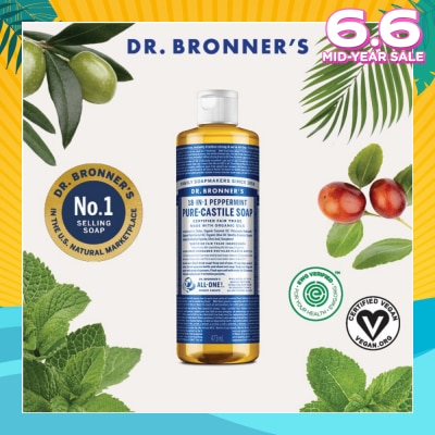 DR BRONNER'S Peppermint Pure Castile Liquid Soap 473ml
