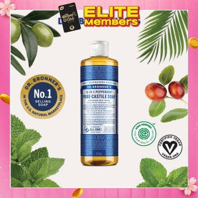DR BRONNER'S Peppermint Pure Castile Liquid Soap 473ml