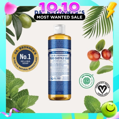 DR BRONNER'S Peppermint Pure Castile Liquid Soap 473ml image