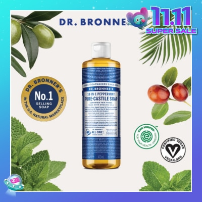 DR BRONNER'S Peppermint Pure Castile Liquid Soap 473ml