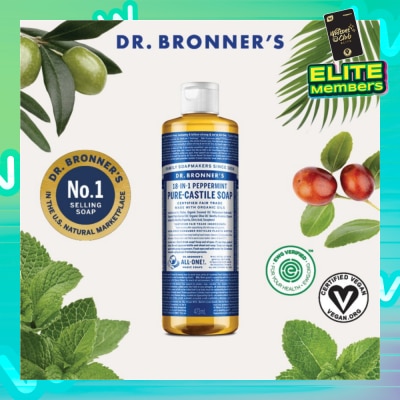 DR BRONNER'S Peppermint Pure Castile Liquid Soap 473ml