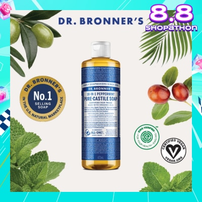DR BRONNER'S Peppermint Pure Castile Liquid Soap 473ml