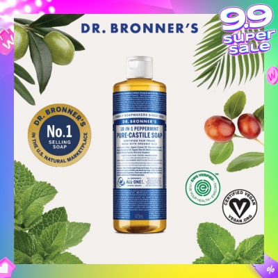 DR BRONNER'S Peppermint Pure Castile Liquid Soap 473ml