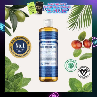 DR BRONNER'S Peppermint Pure Castile Liquid Soap 473ml
