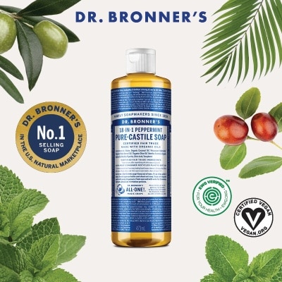 DR BRONNER'S Peppermint Pure Castile Liquid Soap 473ml