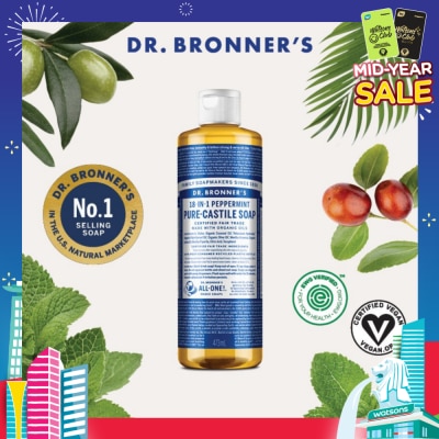 DR BRONNER'S Peppermint Pure Castile Liquid Soap 473ml