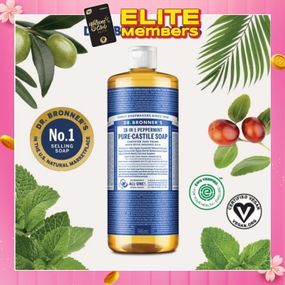 DR BRONNER'S Peppermint Pure Castile Liquid Soap 946ml