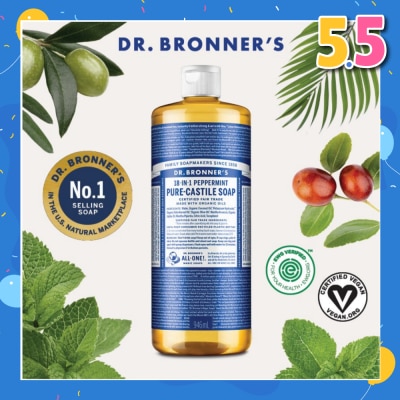 DR BRONNER'S Peppermint Pure Castile Liquid Soap 946ml