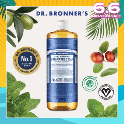 DR BRONNER'S Peppermint Pure Castile Liquid Soap 946ml