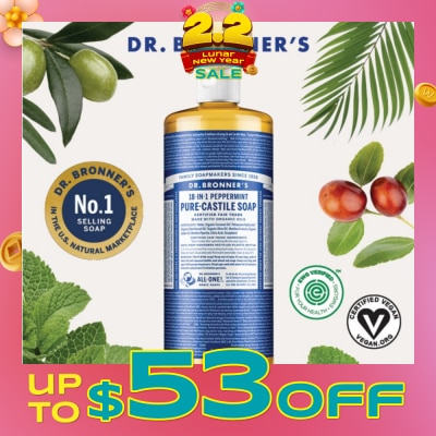 DR BRONNER'S Peppermint Pure Castile Liquid Soap 946ml