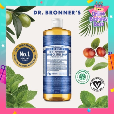 DR BRONNER'S Peppermint Pure Castile Liquid Soap 946ml