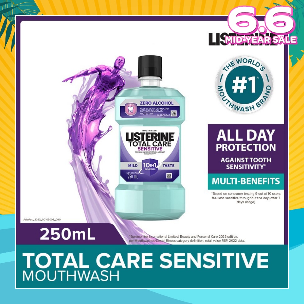 Listerine Total Care Sensitive Mouthwash Non Alcohol 250mL