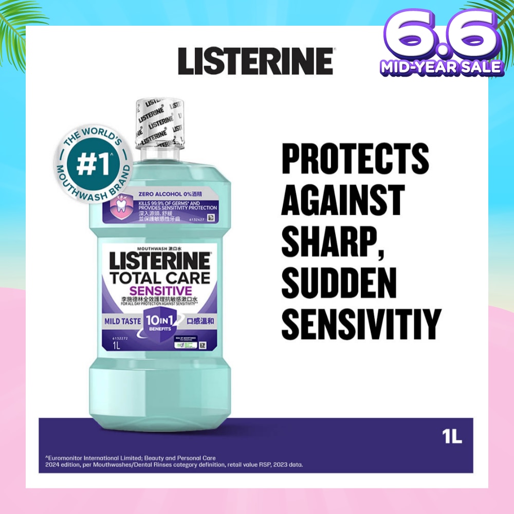 Listerine Total Care Sensitive Mouthwash Non Alcohol  1000mL