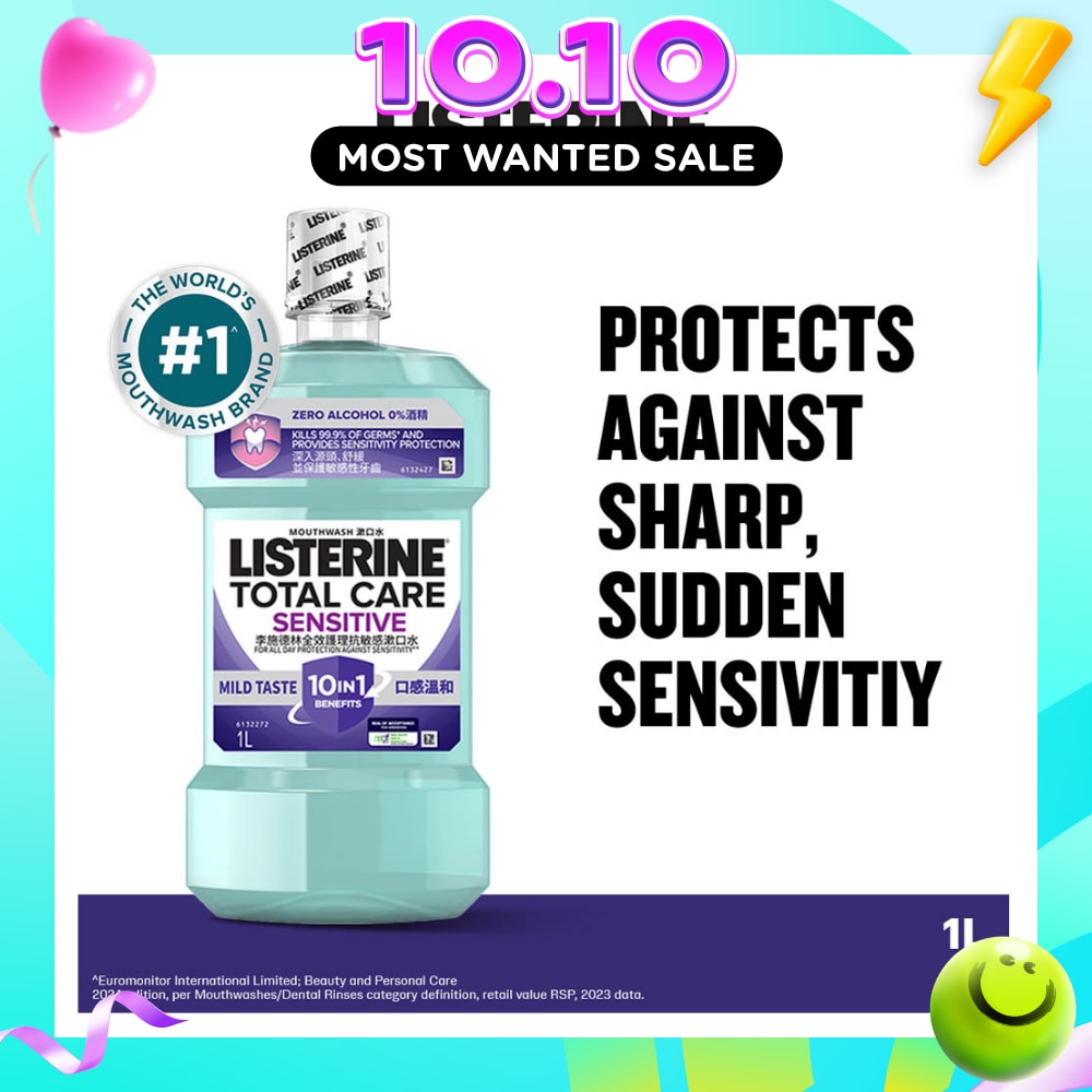 Listerine Total Care Sensitive Mouthwash Non Alcohol 1000mL image