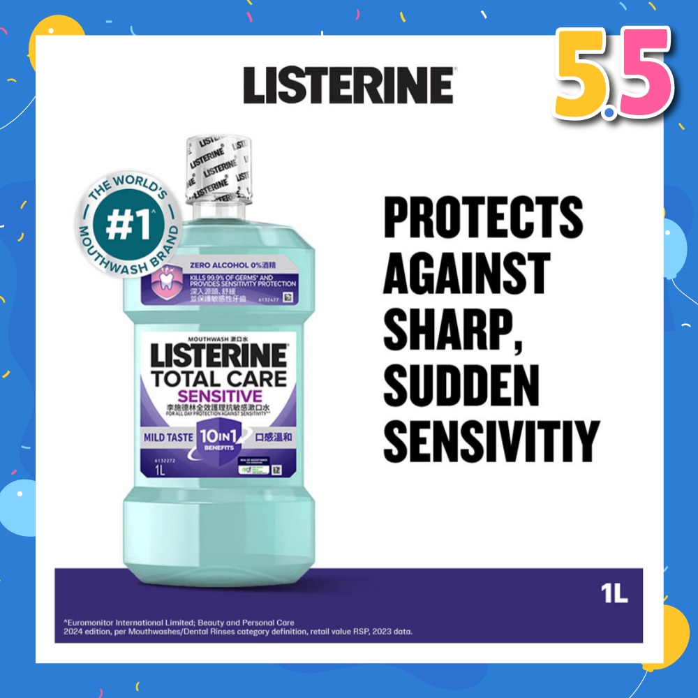 Listerine Total Care Sensitive Mouthwash Non Alcohol  1000mL