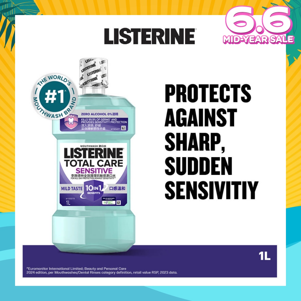 Listerine Total Care Sensitive Mouthwash Non Alcohol  1000mL