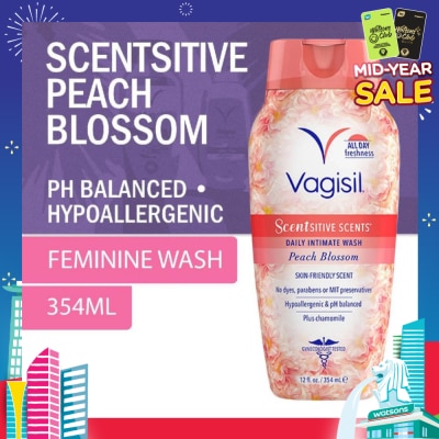 VAGISIL® Scentsitive Scents Daily Intimate Wash Peach Blossom 354ml (Expiry: Sept`2025)