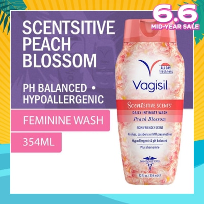 VAGISIL® Scentsitive Scents Daily Intimate Wash Peach Blossom 354ml (Expiry: Sept`2025)