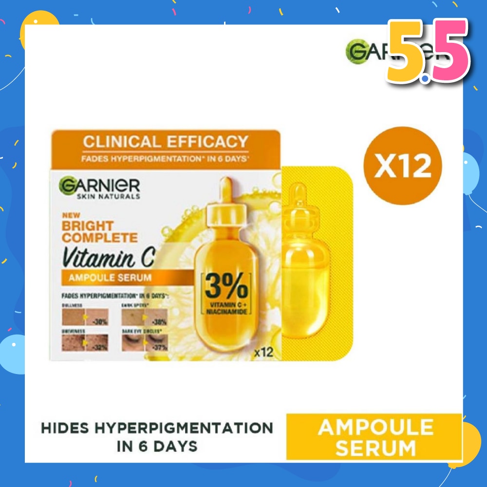Bright Complete Vitamin C Ampoule Serum (Contains 3% Vitamin C & Niacinamide , Reduces Hyperpigmentation) 1.5ml x 12s