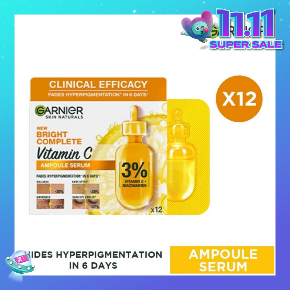 Bright Complete Vitamin C Ampoule Serum (Contains 3% Vitamin C & Niacinamide , Reduces Hyperpigmentation) 1.5ml x 12s