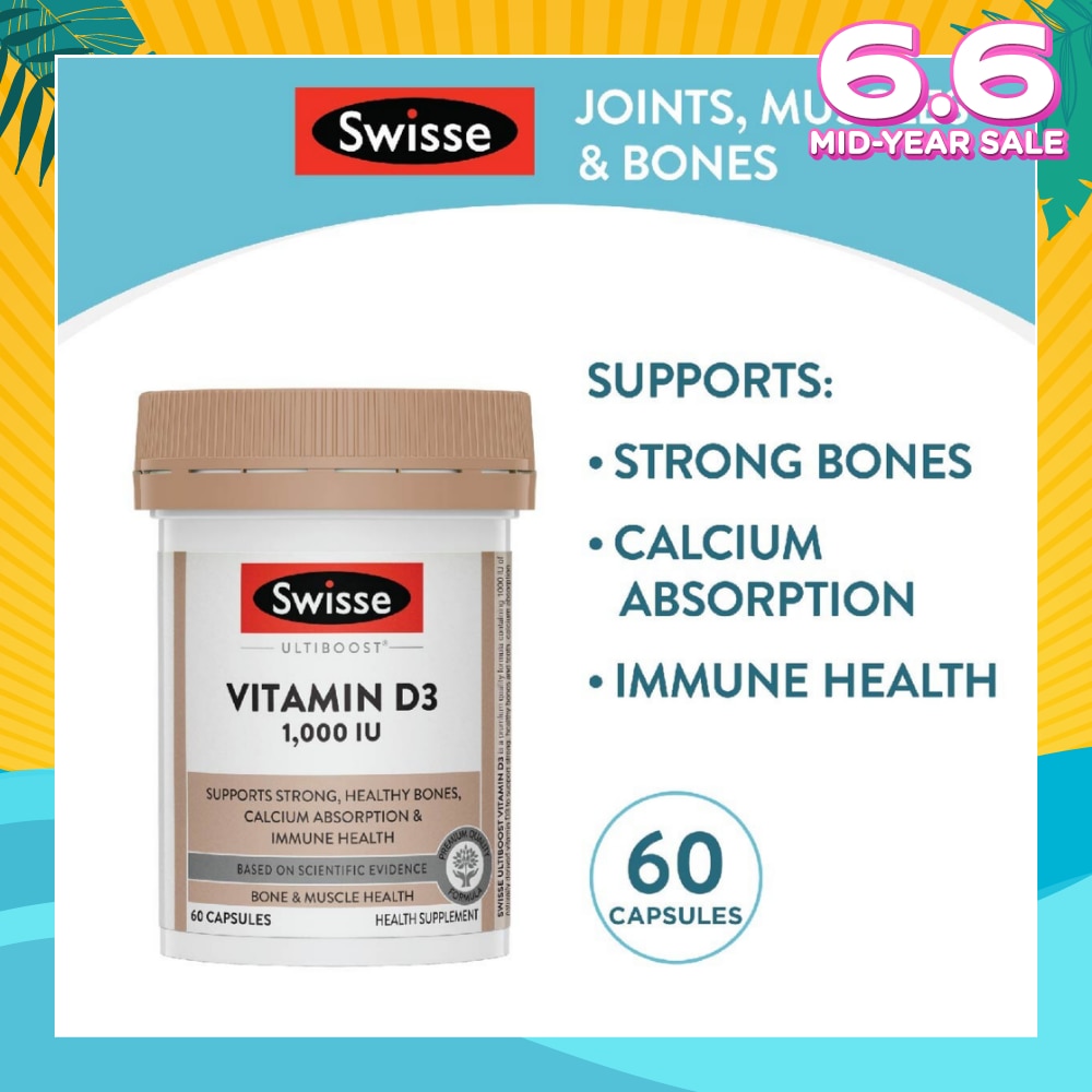 Ultiboost Vitamin D3 1000IU Capsule (Support Strong & Healthy Bones) 60s