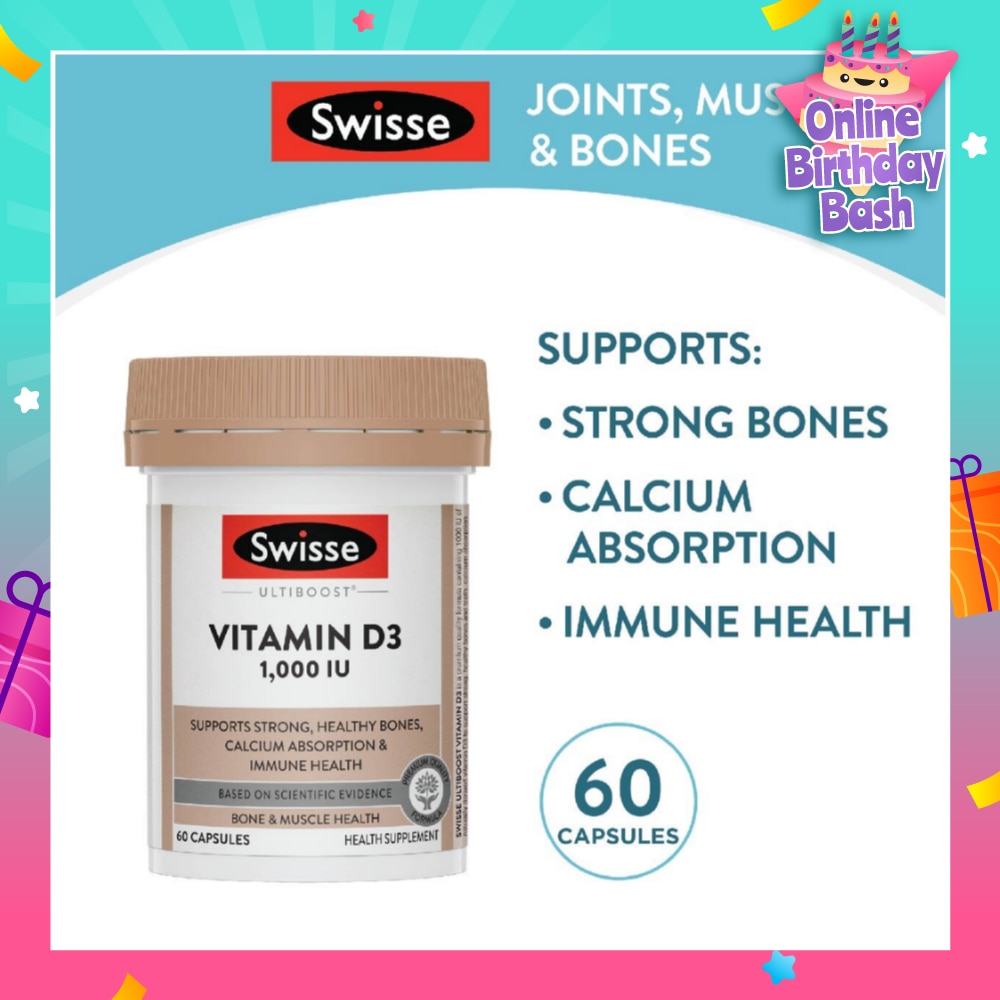 Ultiboost Vitamin D3 1000IU Capsule (Support Strong & Healthy Bones) 60s