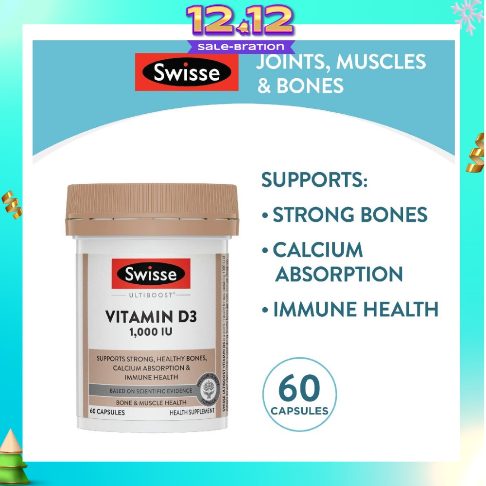 Ultiboost Vitamin D3 1000IU Capsule (Support Strong & Healthy Bones) 60s