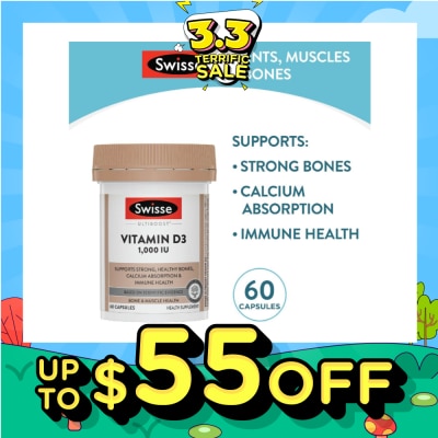SWISSE Ultiboost Vitamin D3 1000IU Capsule (Support Strong & Healthy Bones) 60s
