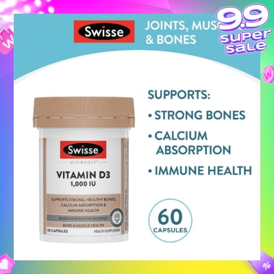 SWISSE Ultiboost Vitamin D3 1000IU Capsule (Support Strong & Healthy Bones) 60s
