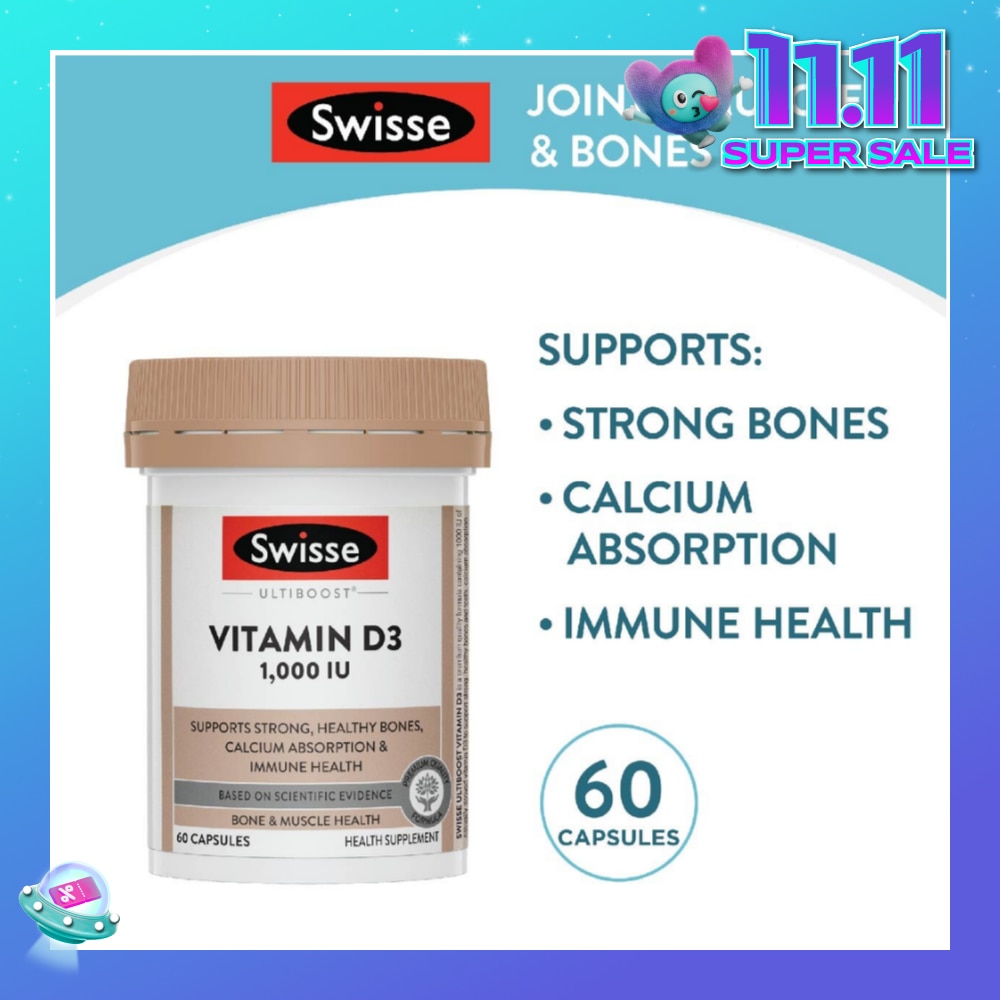 Ultiboost Vitamin D3 1000IU Capsule (Support Strong & Healthy Bones) 60s