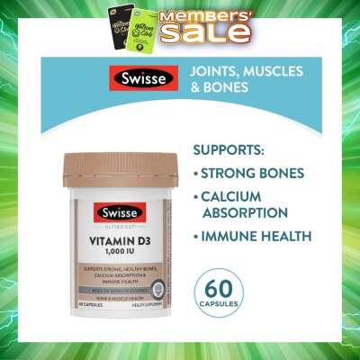 SWISSE - Ultiboost Vitamin D3 1000IU Capsule (Support Strong & Healthy Bones) 60s