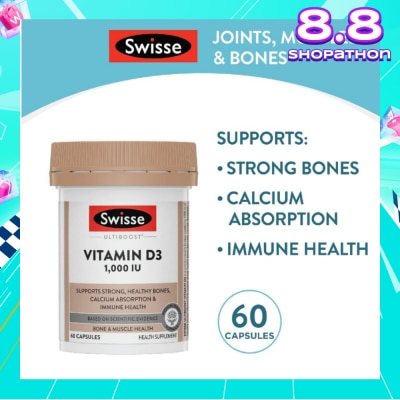 SWISSE Ultiboost Vitamin D3 1000IU Capsule (Support Strong & Healthy Bones) 60s