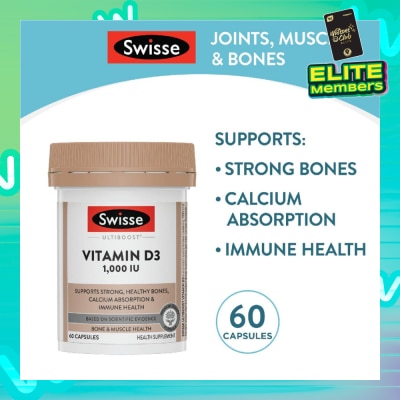 SWISSE Ultiboost Vitamin D3 1000IU Capsule (Support Strong & Healthy Bones) 60s