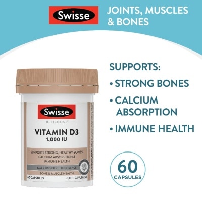 SWISSE Ultiboost Vitamin D3 1000IU Capsule (Support Strong & Healthy Bones) 60s