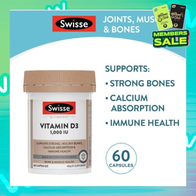 SWISSE Ultiboost Vitamin D3 1000IU Capsule (Support Strong & Healthy Bones) 60s