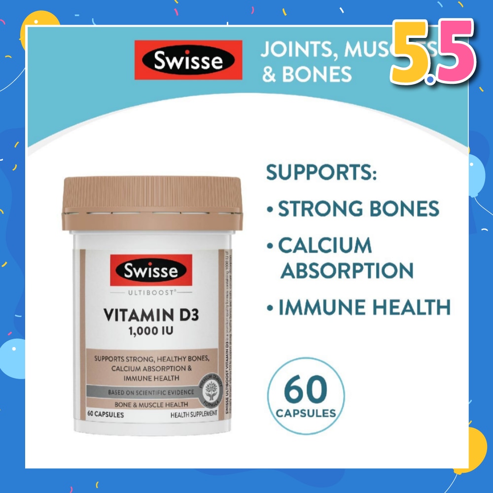 Ultiboost Vitamin D3 1000IU Capsule (Support Strong & Healthy Bones) 60s