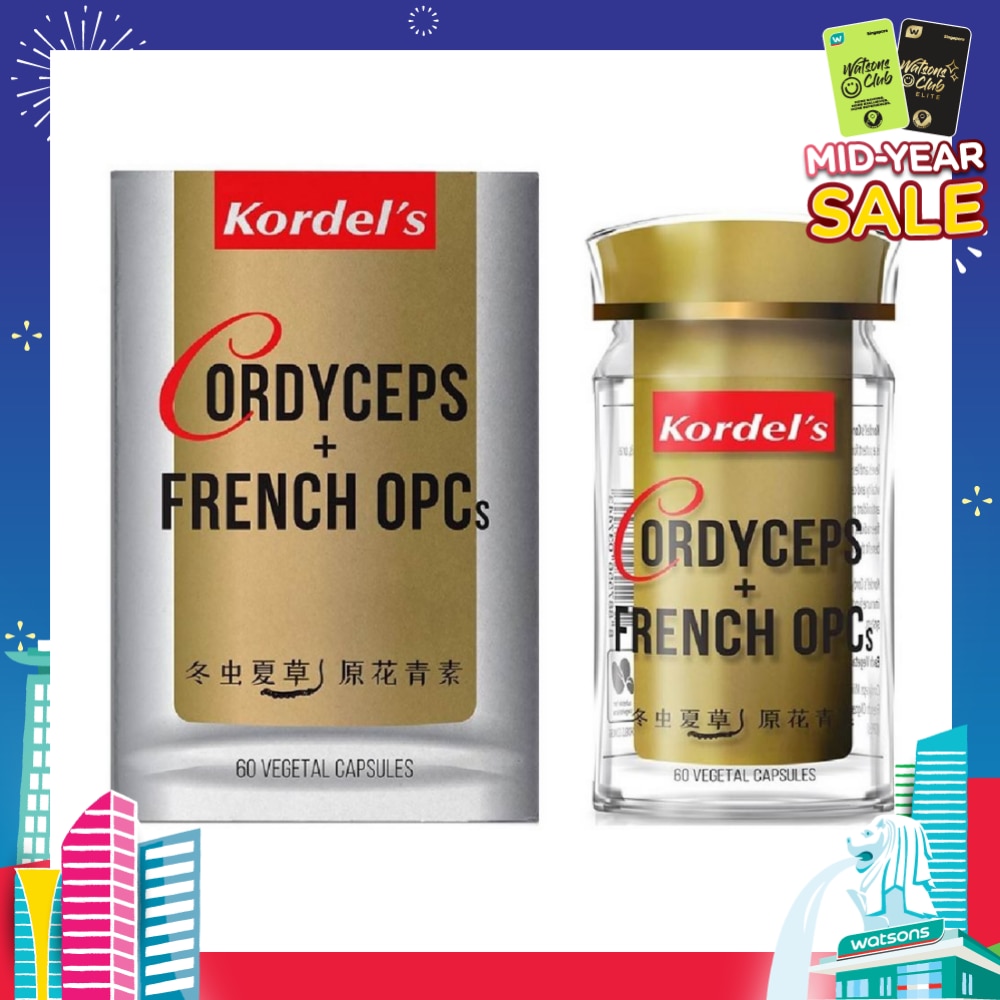 Cordyceps + French OPCs Vegetal Capsule (Protect Body Against Free Radicals + Maintain Optimal Health Including Kidney & Lungs + Heart Circulation) 60s