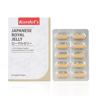 KORDEL'S Japanese Royal Jelly + Fish Collagen Peptide Vegetal Softgels (High Antibacterial Activities, Revitalize Energy Levels, Maintain Youthfulness And Good Health) 60s