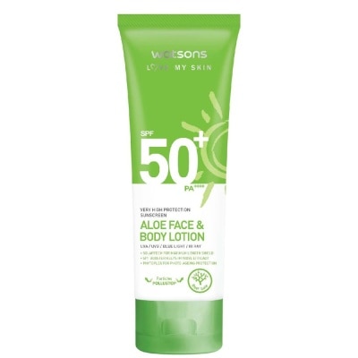 WATSONS Aloe Face & Body Sunscreen Lotion SPF50+ PA++++ (For Face & Body Lotion and High Protection) 100ml