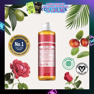 DR BRONNER'S Rose Pure Castile Liquid Soap 237ml