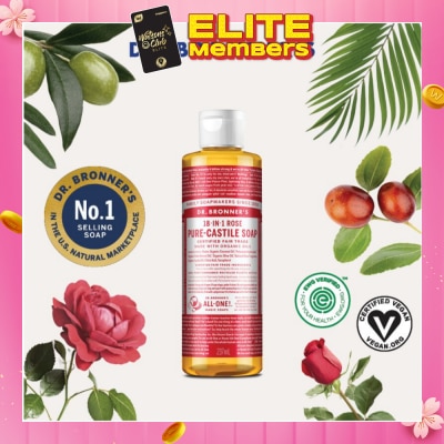 DR BRONNER'S Rose Pure Castile Liquid Soap 237ml