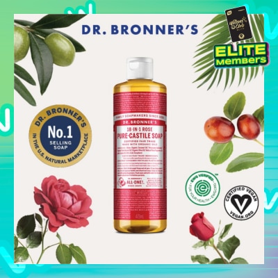 DR BRONNER'S Rose Pure Castile Liquid Soap 473ml