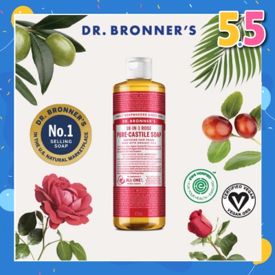 DR BRONNER'S Rose Pure Castile Liquid Soap 473ml