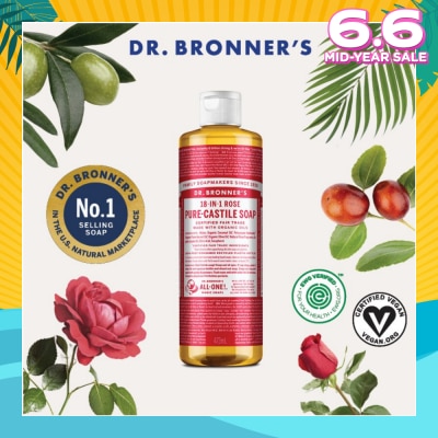 DR BRONNER'S Rose Pure Castile Liquid Soap 473ml