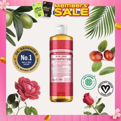 DR BRONNER'S Rose Pure Castile Liquid Soap 473ml