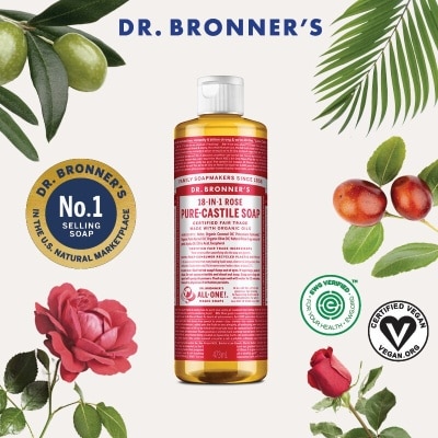 DR BRONNER'S Rose Pure Castile Liquid Soap 473ml