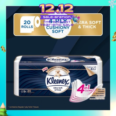 KLEENEX KLEENEX Ultra Soft & Thick Cushion Soft 4ply Toilet Roll Bathroom Tissue 20s