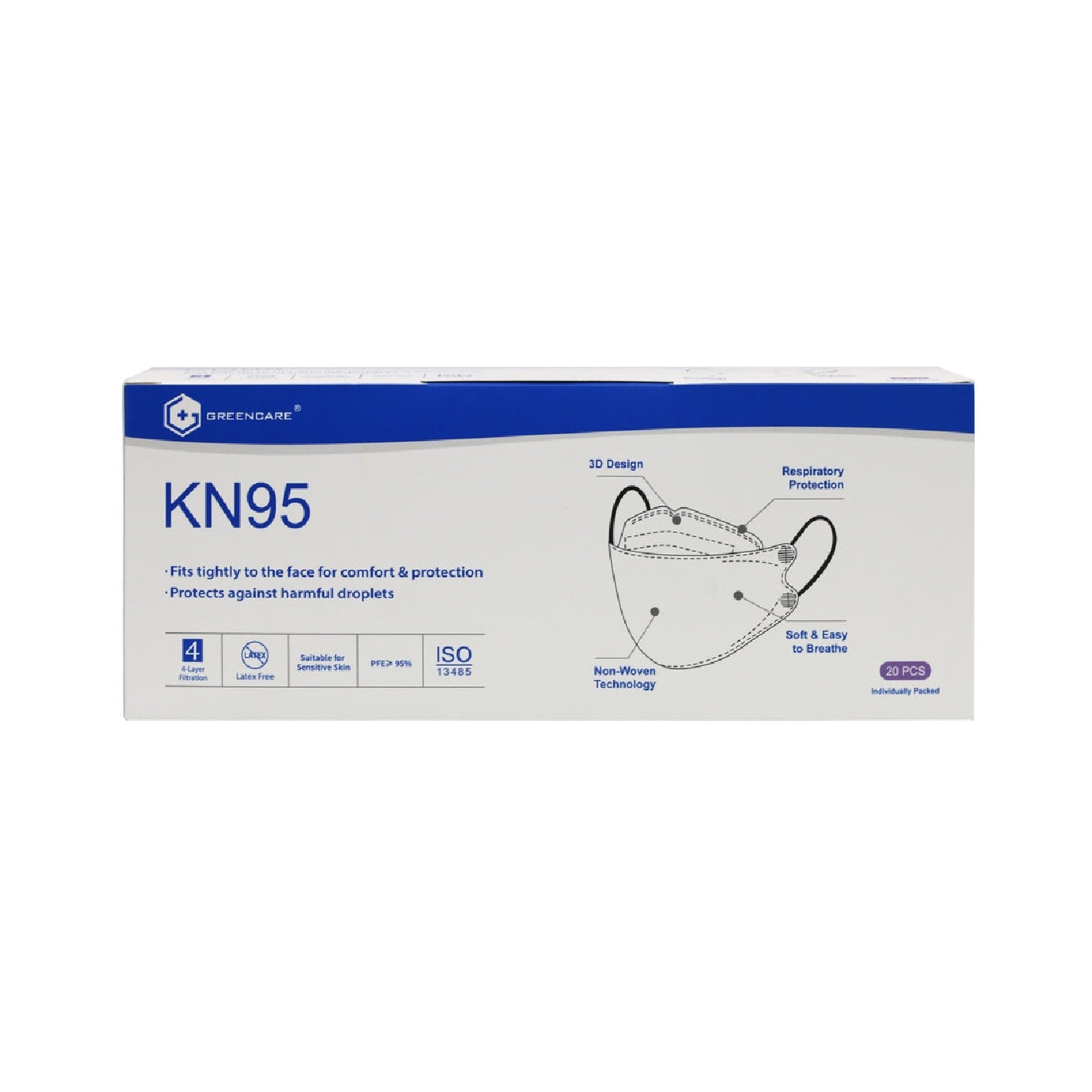 KN95 3D Fish-Shaped Mask White 20s image