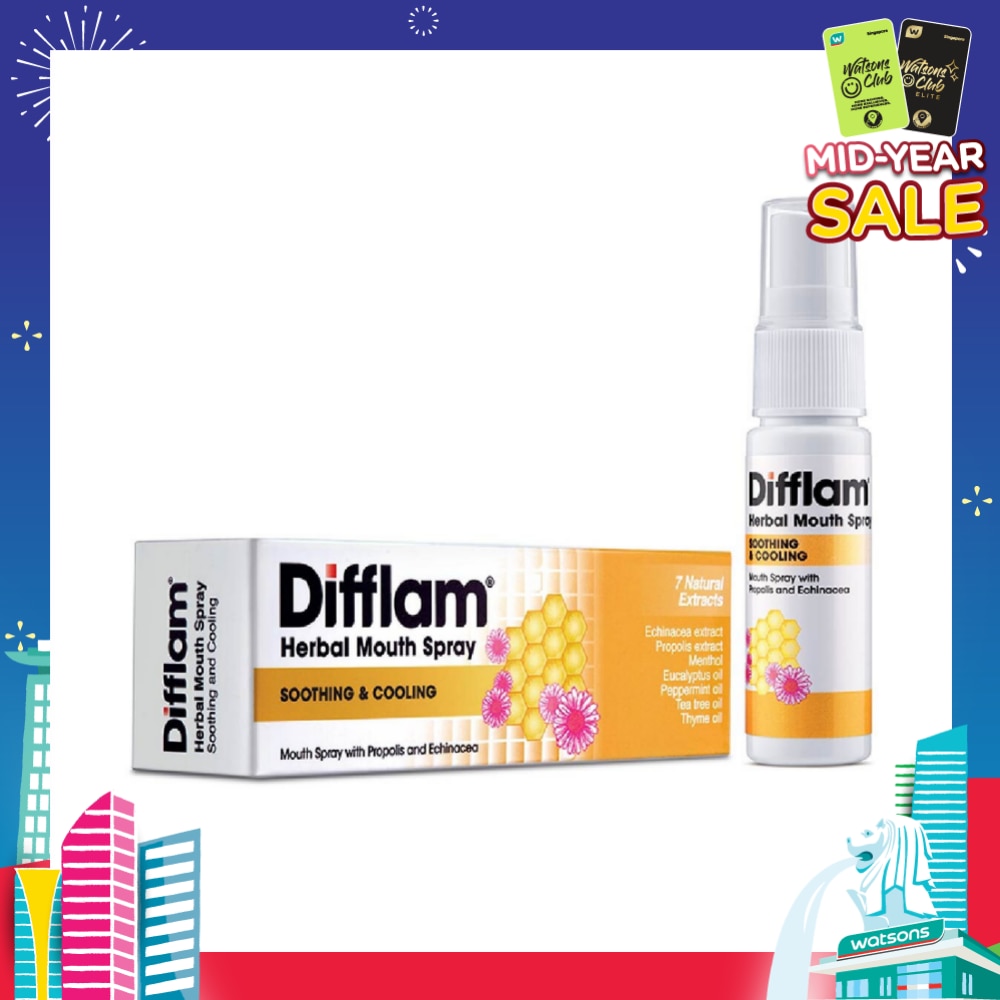 DIFFLAM Herbal Mouth Spray with Natural Extracts (with Propolis + Echinacea) 15ml