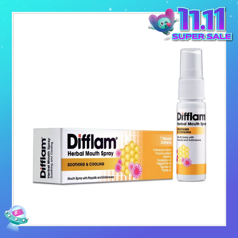 DIFFLAM Herbal Mouth Spray with Natural Extracts (with Propolis + Echinacea) 15ml